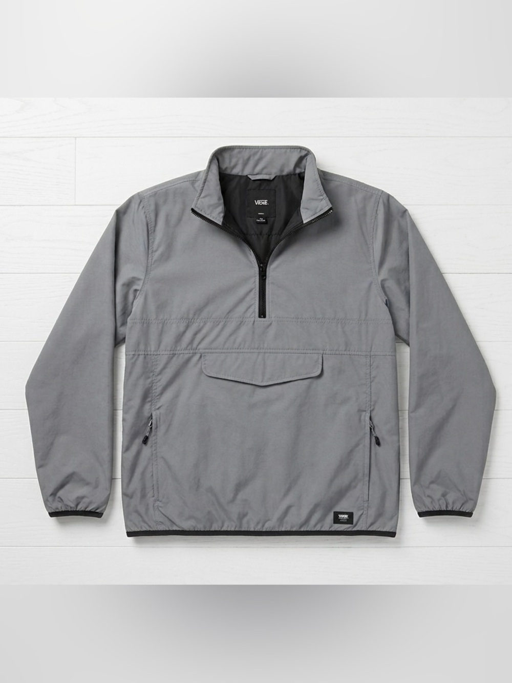 Vans Eastwood Half Zip Pullover Jacket Men’s Small Gray Black Windbreaker